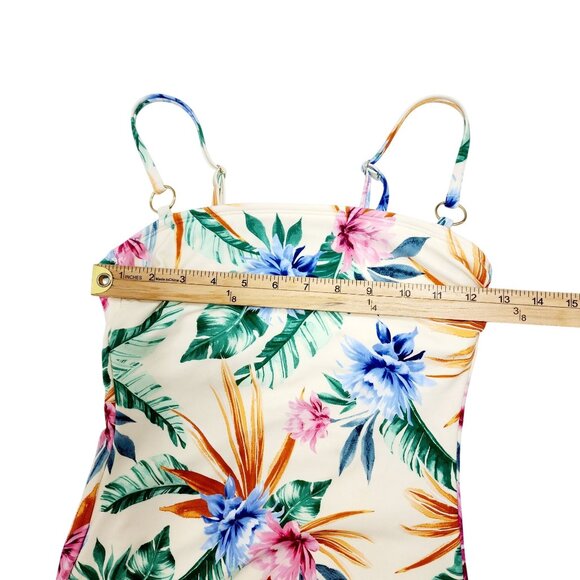 Tropical Floral One-Piece Swimsuit  Adjustable Straps By Shade  Shore Size S - Picture 8 of 10